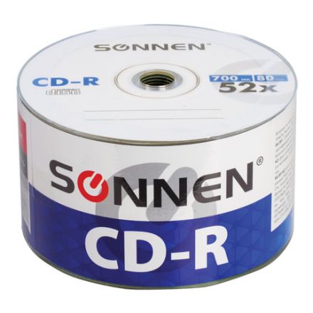 Диск CD-R SONNEN 700 Mb 52x Bulk (термоусадка без шпиля), КОМПЛЕКТ 50 шт., 512571