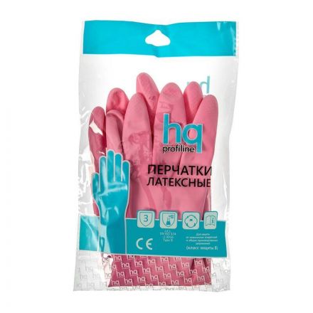 Перчатки латексные HQ Profiline многоразовые красные р.L (КФС)