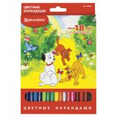 Карандаши цветные BRAUBERG "My lovely dogs", 18 цветов, шестигранные, грифель 3 мм, натуральное дерево, 180546 Карандаши цветные BRAUBERG "My lovely dogs", 18 цветов, шестигранные, грифель 3 мм, натуральное дерево, 180546