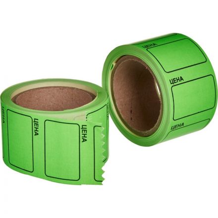 Ценники самоклеящиеся Цена 35x25мм,зеленая 250шт/рул, 5 рул/уп Ценники самоклеящиеся Цена 35x25мм,зеленая 250шт/рул, 5 рул/уп