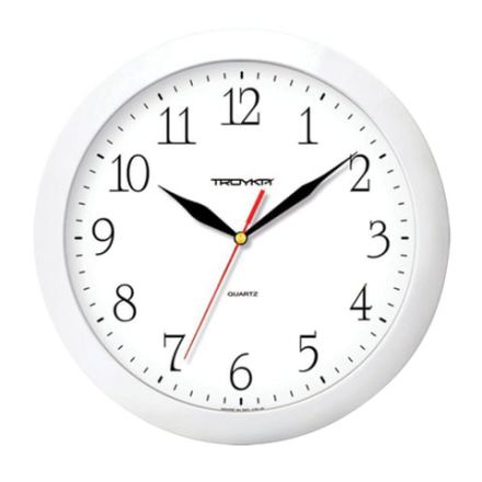 Часы настенные TROYKATIME (TROYKA) 11110113, круг, белые, белая рамка, 29х29х3,5 см