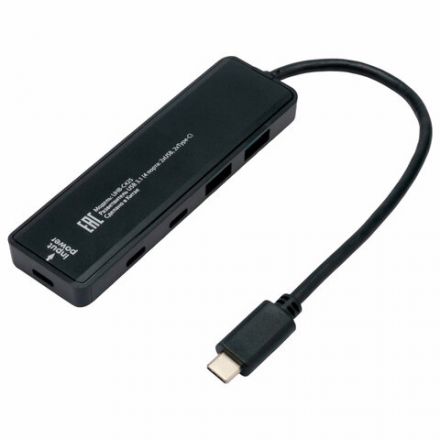 Хаб USB 3.1, 2xUSB, 2xType-C, с дополнительным питанием (Type-C), кабель Type-C 19 см, черный, GEMBIRD UHB-C425 Хаб USB 3.1, 2xUSB, 2xType-C, с дополнительным питанием (Type-C), кабель Type-C 19 см, черный, GEMBIRD UHB-C425