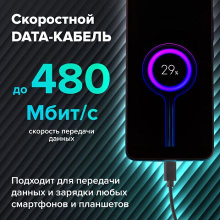 Кабель USB 2.0 – Type-C, 1 м, SONNEN, медь, для передачи данных и зарядки, черный, 513117 Кабель USB 2.0 – Type-C, 1 м, SONNEN, медь, для передачи данных и зарядки, черный, 513117