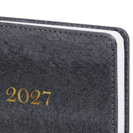 Ежедневник датированный 2027, А5, 138х213 мм, BRAUBERG "Elegant", под кожу, застежка, черный, 118016