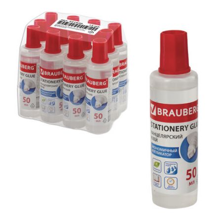 Клей канцелярский жидкий BRAUBERG, 50 мл, с аппликатором, 221020 Клей канцелярский жидкий BRAUBERG, 50 мл, с аппликатором, 221020
