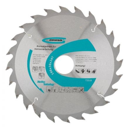Диск пильный по дереву GROSS, d190х30мм, 24зуб (73318)