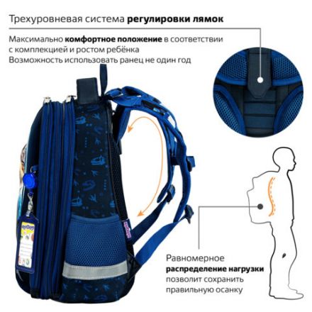 Ранец ЮНЛАНДИЯ EXTRA, с дополнительным объемом, 2 отделения, "Beware", 3D-панель, 38x29x18 см, 272041 Ранец ЮНЛАНДИЯ EXTRA, с дополнительным объемом, 2 отделения, "Beware", 3D-панель, 38x29x18 см, 272041