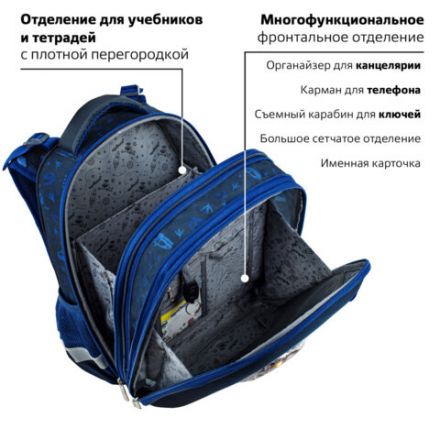 Ранец ЮНЛАНДИЯ EXTRA, с дополнительным объемом, 2 отделения, "Beware", 3D-панель, 38x29x18 см, 272041 Ранец ЮНЛАНДИЯ EXTRA, с дополнительным объемом, 2 отделения, "Beware", 3D-панель, 38x29x18 см, 272041