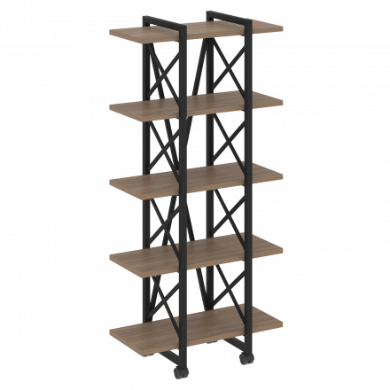 Loft Стеллаж на колесных опорах-5 полок VR.L-MST.K-5.4V Дуб аризона/Чёрный металл 800*400*1704 Loft Стеллаж на колесных опорах-5 полок VR.L-MST.K-5.4V Дуб аризона/Чёрный металл 800*400*1704