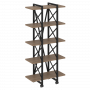 Loft Стеллаж на колесных опорах-5 полок VR.L-MST.K-5.4V Дуб аризона/Чёрный металл 800*400*1704