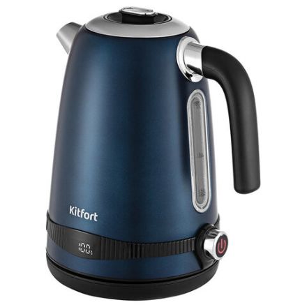 Чайник KITFORT КТ-6121-3, 1,7 л, 2200 Вт, закрытый нагревательный элемент, LED-дисплей, ТЕРМОРЕГУЛЯТОР, сталь, синий Чайник KITFORT КТ-6121-3, 1,7 л, 2200 Вт, закрытый нагревательный элемент, LED-дисплей, ТЕРМОРЕГУЛЯТОР, сталь, синий