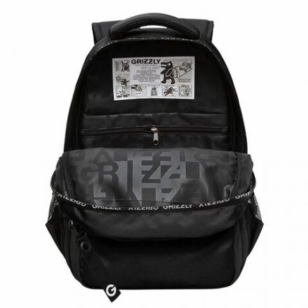 Рюкзак GRIZZLY школьный, анатомическая спинка, 2 отделения, для мальчиков, "STYLE", чёрный, 39х28х20 см, RB-454-1/1 Рюкзак GRIZZLY школьный, анатомическая спинка, 2 отделения, для мальчиков, "STYLE", чёрный, 39х28х20 см, RB-454-1/1
