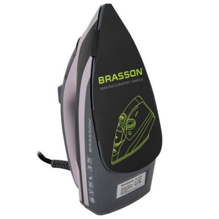 Утюг паровой BRASSON (БРАССОН) SI-2340, 2700 Вт, керамика, автоотключение, антикапля, ШНУР 2,8 м, самоочистка, графит/розовый, 458310