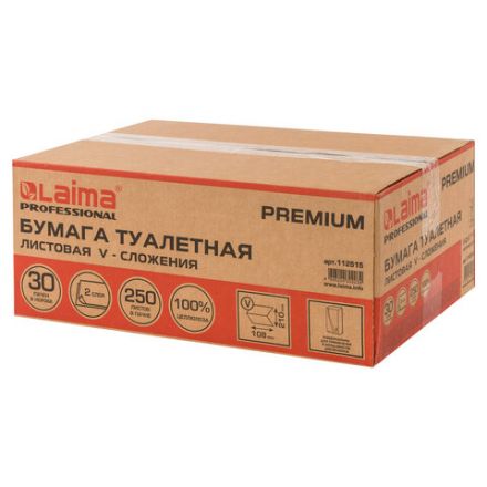 Бумага туалетная листовая 250 шт., LAIMA (Система T3) PREMIUM, 2-слойная, белая, 21х11 см, КОМПЛЕКТ 30 пачек, 112515 Бумага туалетная листовая 250 шт., LAIMA (Система T3) PREMIUM, 2-слойная, белая, 21х11 см, КОМПЛЕКТ 30 пачек, 112515