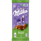 Шоколад молочный Milka с цельным фундуком, 85г