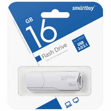 Флеш-диск 16 GB SMARTBUY Clue USB 2.0, белый, SB16GBCLU-W Флеш-диск 16 GB SMARTBUY Clue USB 2.0, белый, SB16GBCLU-W
