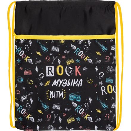 Мешок для обуви Комус Класс Rock музыка, 360х470 мм, карман, МО-26-2 Мешок для обуви Комус Класс Rock музыка, 360х470 мм, карман, МО-26-2