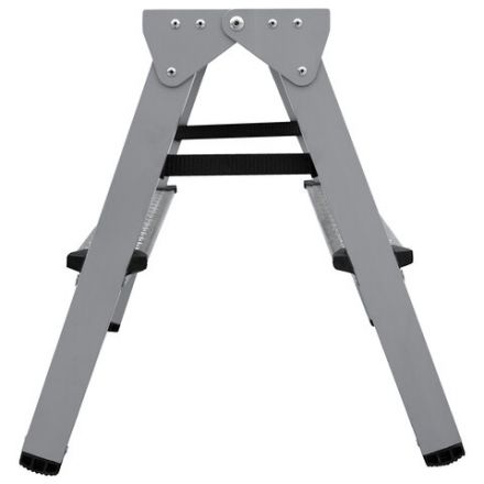 Стремянка стальная двухсторонняя 2х2 ступени, высота площадки 0,44м, алюминиевая площадка 35х16см, до 150кг, вес 2,8кг НОВАЯ ВЫСОТА, 1160202