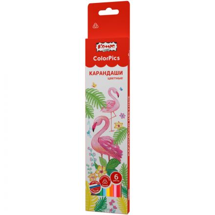 Карандаши цветные 6 цветов 3-гран Комус Класс ColorPics, трехгранные