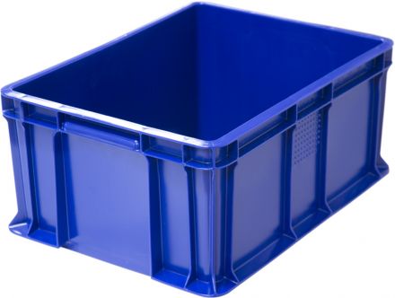 Ящик 400х300х180 сплошной, с внешней ручкой  синий