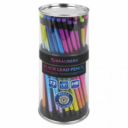Карандаш чернографитный с ластиком BRAUBERG "GRADE Metallic", 1 шт., HB, трехгранный, 182000