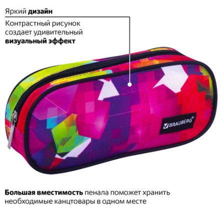 Пенал-косметичка BRAUBERG овальный, полиэстер, "Geometry", 22х9х5 см, 229272 Пенал-косметичка BRAUBERG овальный, полиэстер, "Geometry", 22х9х5 см, 229272