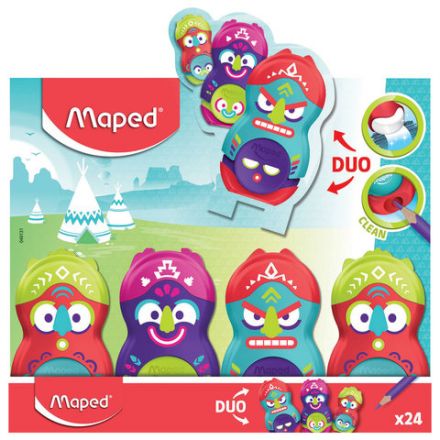 Точилка MAPED "Loopy Fancy", с контейнером и стирательной резинкой, корпус ассорти, 049131 Точилка MAPED "Loopy Fancy", с контейнером и стирательной резинкой, корпус ассорти, 049131