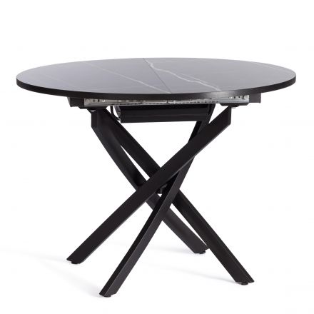 Стол MANZANA ЛДСП/HPL/металл, 100 х 100+30 х 75 см, Мрамор чёрный/чёрный Стол MANZANA ЛДСП/HPL/металл, 100 х 100+30 х 75 см, Мрамор чёрный/чёрный