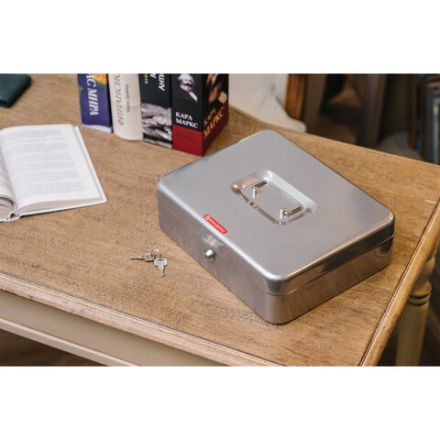 Ящик для денег, ценностей, документов, печатей, 90х240х300 мм, ключевой замок, серебристый, BRAUBERG, 291060 Ящик для денег, ценностей, документов, печатей, 90х240х300 мм, ключевой замок, серебристый, BRAUBERG, 291060