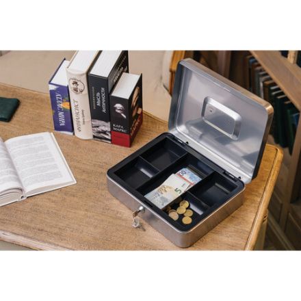 Ящик для денег, ценностей, документов, печатей, 90х240х300 мм, ключевой замок, серебристый, BRAUBERG, 291060 Ящик для денег, ценностей, документов, печатей, 90х240х300 мм, ключевой замок, серебристый, BRAUBERG, 291060