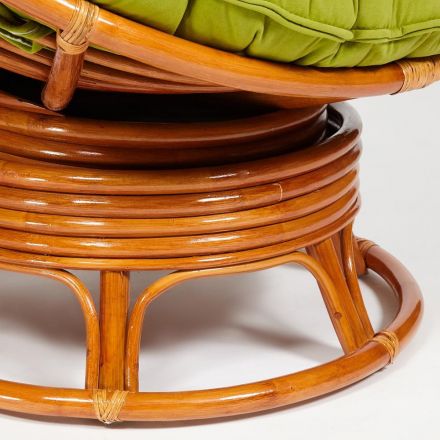 Кресло-качалка Папасан/Papasan (W 23/01 B) /с подушкой/ 115х78х104см, коньячный, флок олива, 23