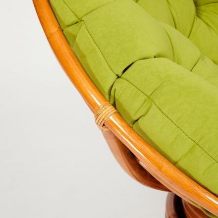 Кресло-качалка Папасан/Papasan (W 23/01 B) /с подушкой/ 115х78х104см, коньячный, флок олива, 23