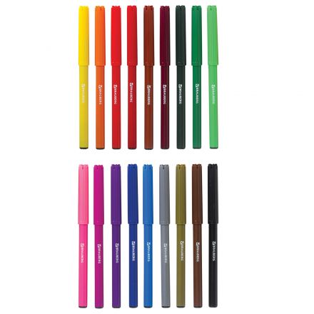 Фломастеры BRAUBERG "АКАДЕМИЯ", 18 цветов, вентилируемый колпачок, ПВХ упаковка, 151412