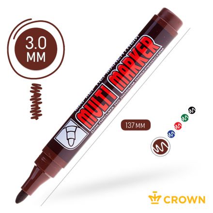 Маркер перманентный Crown "Multi Marker" коричневый, пулевидный, 3мм Маркер перманентный Crown "Multi Marker" коричневый, пулевидный, 3мм