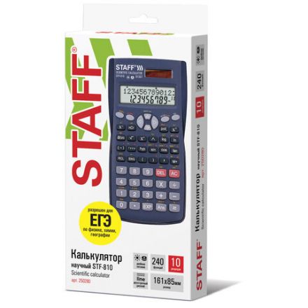 Калькулятор инженерный STAFF STF-810 (161х85 мм), 240 функций, 10+2 разрядов, двойное питание, 250280 Калькулятор инженерный STAFF STF-810 (161х85 мм), 240 функций, 10+2 разрядов, двойное питание, 250280
