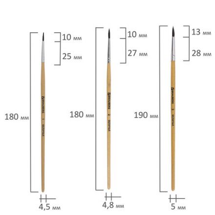 Кисти BRAUBERG, набор 5 шт. (белка, круглые № 1, 2, 3, 4, 5), блистер, 200217 Кисти BRAUBERG, набор 5 шт. (белка, круглые № 1, 2, 3, 4, 5), блистер, 200217