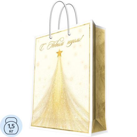 Пакет подарочный бумажный с ламинацией, 140 г/м2, 26x32,4x12,7см, 95738FE