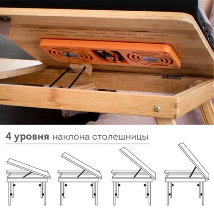 Столик БАМБУКОВЫЙ складной для ноутбука/завтрака, с охлаждением, DASWERK (ДАСВЕРК), 532583 Столик БАМБУКОВЫЙ складной для ноутбука/завтрака, с охлаждением, DASWERK (ДАСВЕРК), 532583
