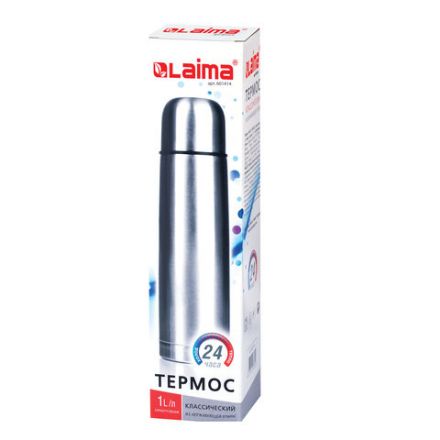 Термос LAIMA классический с узким горлом, 1 л, нержавеющая сталь, 601414 Термос LAIMA классический с узким горлом, 1 л, нержавеющая сталь, 601414