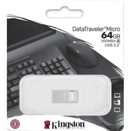 Флеш-память Kingston DataTraveler Micro G2, 64 Гб, USB 3.2, до 200 МБ/с Флеш-память Kingston DataTraveler Micro G2, 64 Гб, USB 3.2, до 200 МБ/с