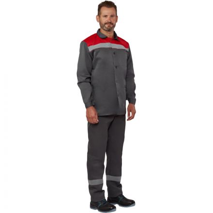 Костюм рабочий летний муж. л16-КБР с СОП сер/крас (р.48-50) 182-188