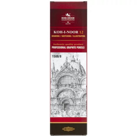 Карандаш чернографитный KOH-I-NOOR 1500, 1 шт., B, корпус желтый, заточенный, 150000B01170RU