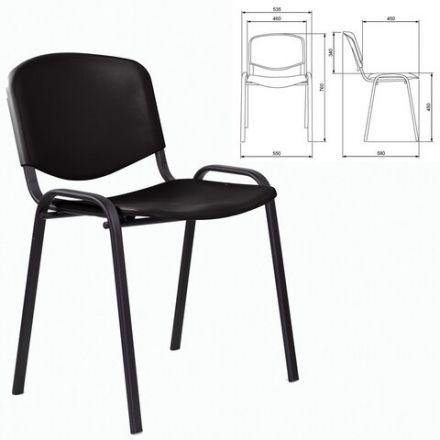 Стул STAFF "Iso Plast CF-009", черный каркас, пластик черный, 532569