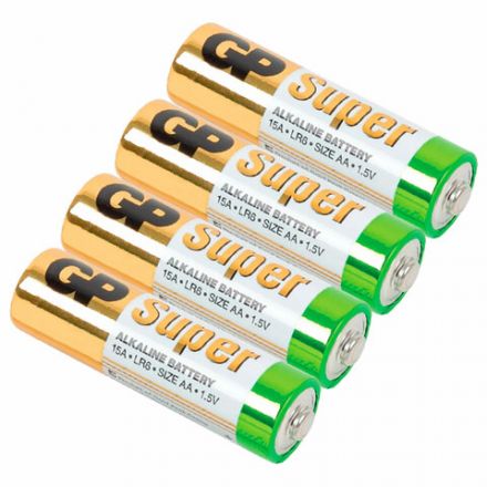 Батарейки КОМПЛЕКТ 4 шт., GP Super G-Tech, AA (LR6, 15А), алкалиновые, пальчиковые, блистер, 15A-2CR4