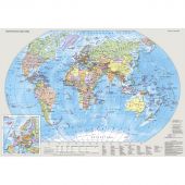 Карта настольная Мир и Россия двусторонняя 1:80млн., 1:18млн., 0,49х0,34м.