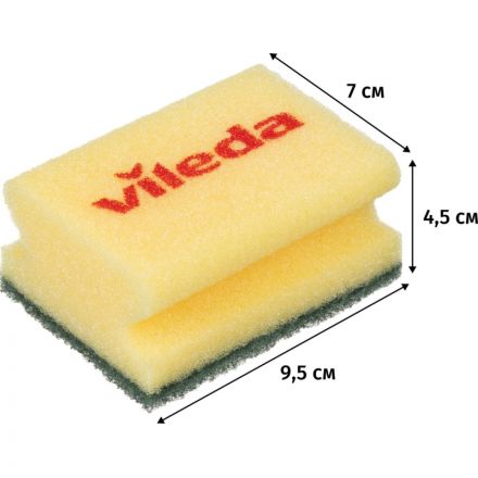 Губка для мытья посуды Vileda Professional Средняя жесткость 95х70х45 мм 10 штук в упаковке желтые/зеленый абразив (арт. производителя 125604) Губка для мытья посуды Vileda Professional Средняя жесткость 95х70х45 мм 10 штук в упаковке желтые/зеленый абразив (арт. производителя 125604)