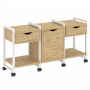 Loft Тумба на колесных опорах наборная. Вариант №6 VR.L-TN-6.K Тиквуд светлый/Белый металл 1440*460*767