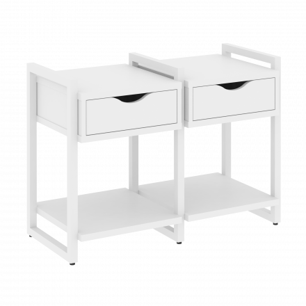 Loft Тумба на регулируемых опорах наборная. Вариант №1 VR.L-TN-1.O Белый бриллиант/Белый металл 970*460*719