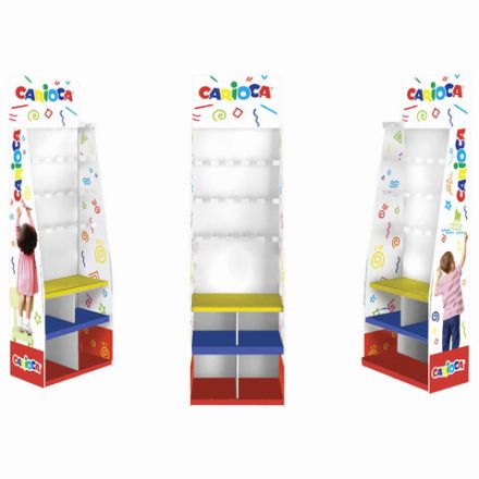 Стойка для размещения товара напольная усиленная CARIOCA, 200х60х40 см, 3 полки, 25 крючков, картон, 504865 Стойка для размещения товара напольная усиленная CARIOCA, 200х60х40 см, 3 полки, 25 крючков, картон, 504865