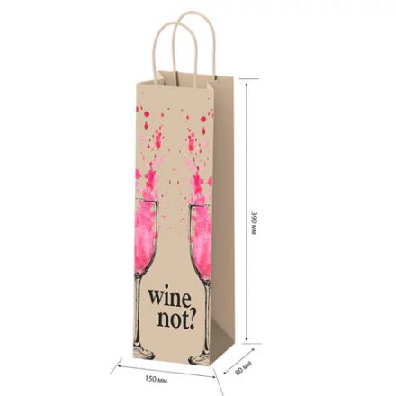 Крафт-пакет бумажный "Wine not?" 15х8х39 см, с кручеными ручками, плотность 80 г/м2, 115809 Крафт-пакет бумажный "Wine not?" 15х8х39 см, с кручеными ручками, плотность 80 г/м2, 115809